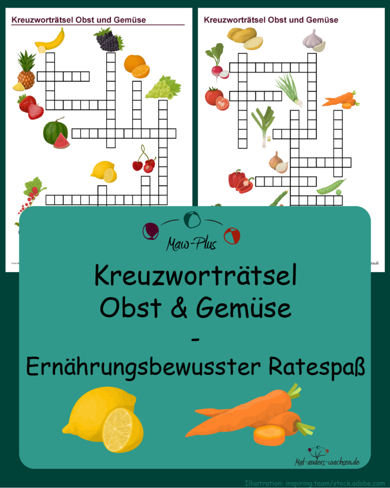 PLUS. Kreuzworträtsel Obst und Gemüse – Ernährungsbewusster Ratespaß
